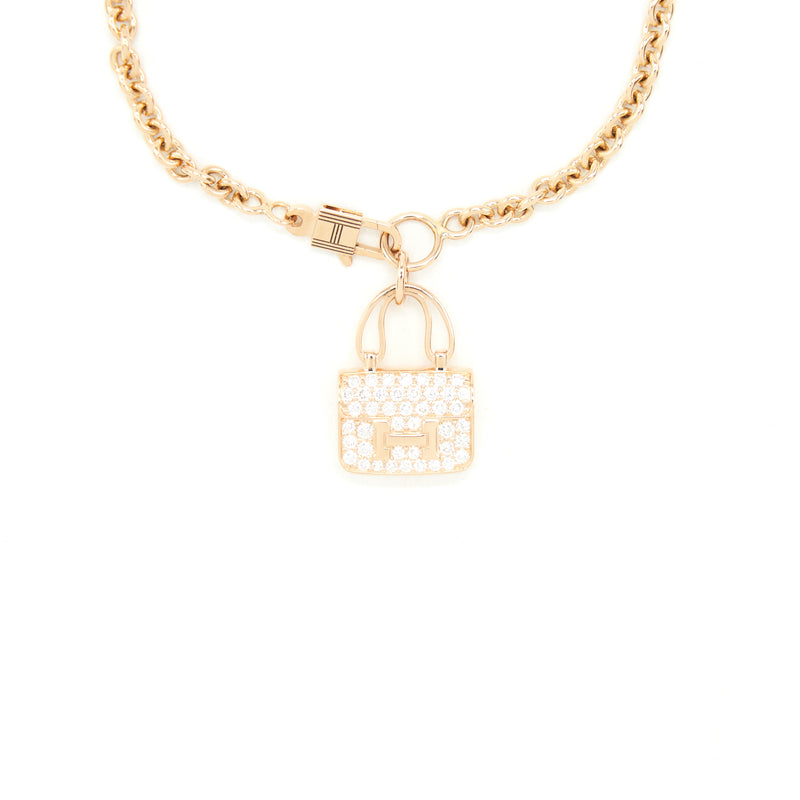Hermes Size SH Amulettes Constance Bracelet Rose Gold With Diamonds