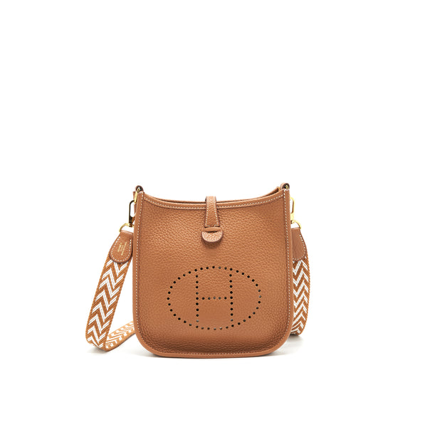 Hermes Mini Evelyne Gold With Multi Pattern Strap GHW Stamp D