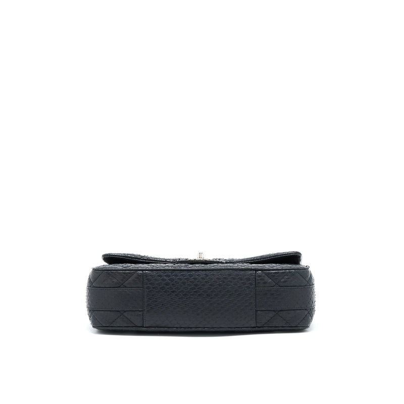 Chanel Top Handle Flap Bag Python Black SHW
