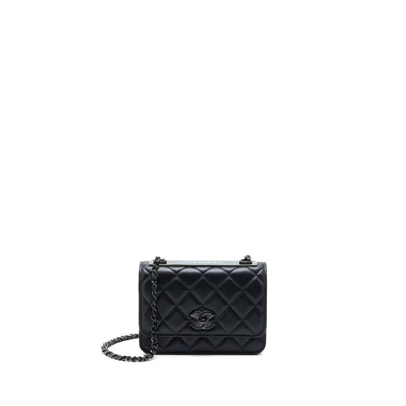 Chanel Black Caviar Leather Flap Card Holder with Chain  STYLISHTOP