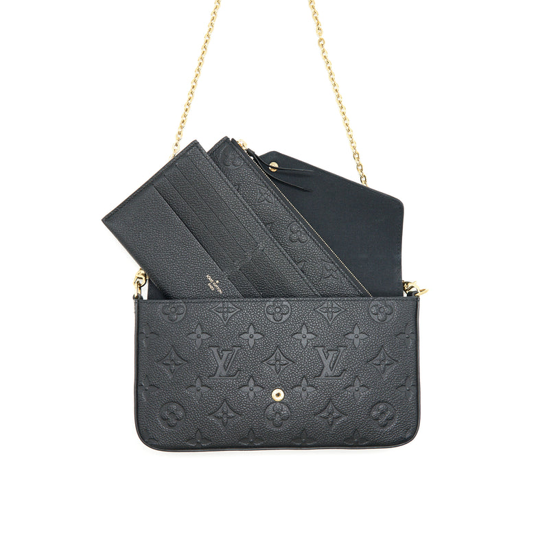 Louis Vuitton Monogram Empreinte Leather Pochette Felicie Noir
