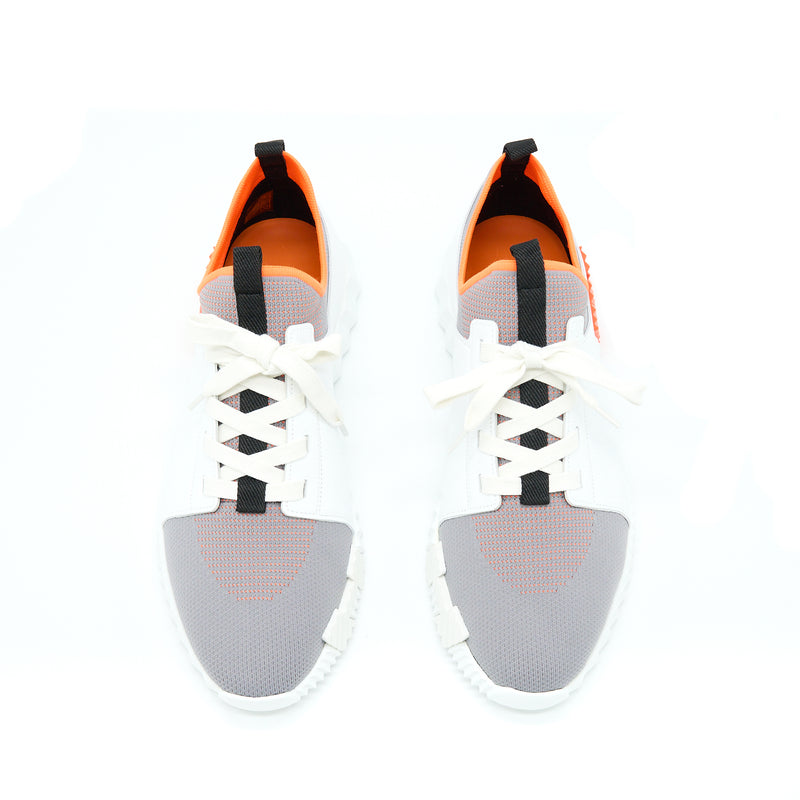 Hermes Size 44 Home Quicker Sneaker Blanc/Orange