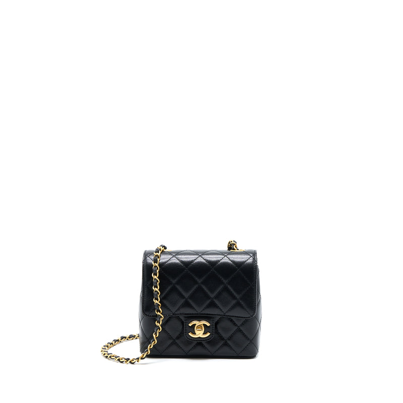 Chanel 22K Retro Classic New Square Mini Flap Bag Goatskin Black GHW (Microchip)
