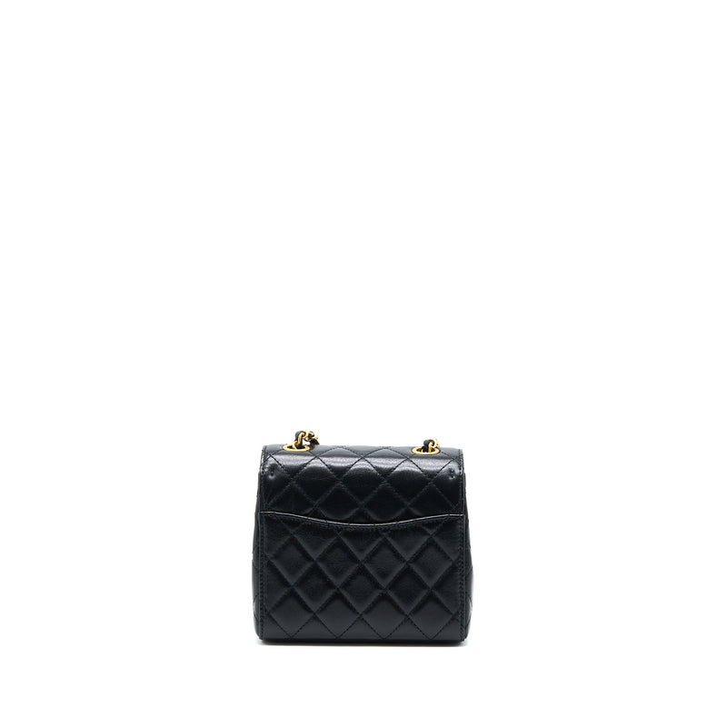 Chanel 22K Retro Classic New Square Mini Flap Bag Goatskin Black GHW (Microchip)