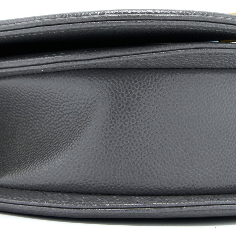 Chanel 22A Boy Messenger Bag Caviar Grey GHW (Microchip)