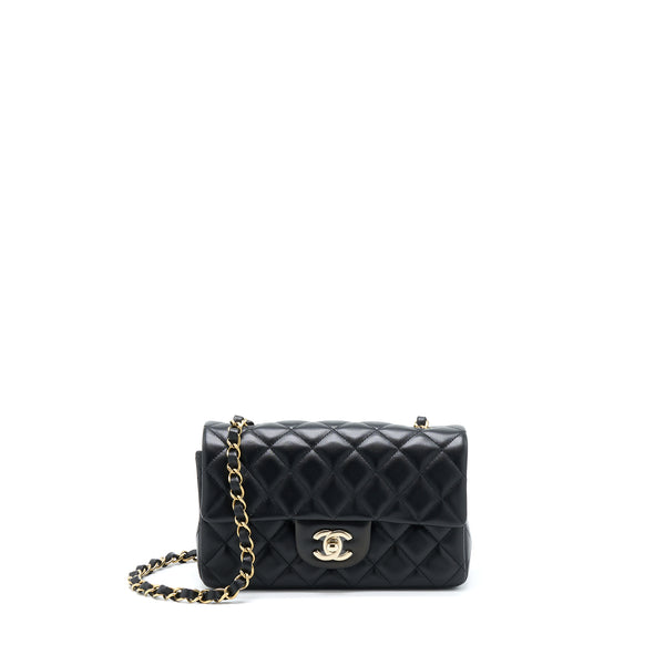 Chanel Mini Rectangular Lambskin Black LGHW(Microchip)