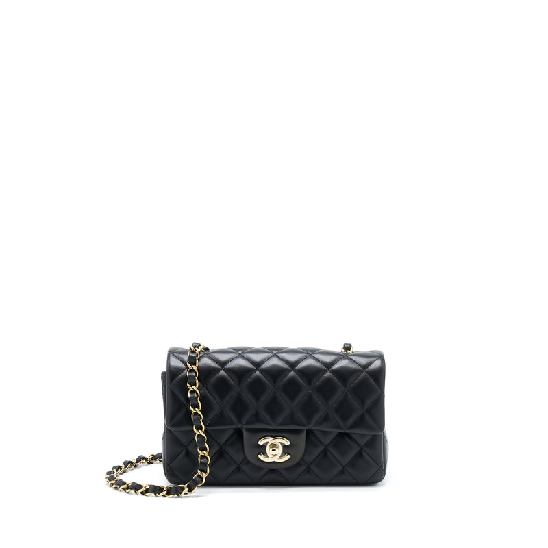 Chanel Mini Rectangular Lambskin Black LGHW(Microchip)