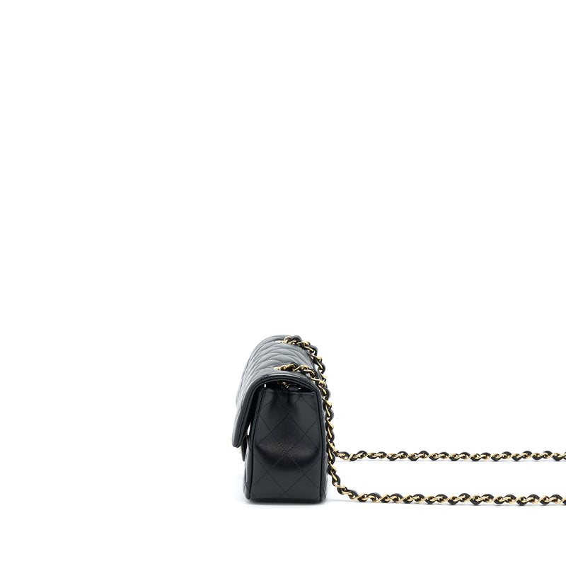 Chanel Mini Rectangular Lambskin Black LGHW(Microchip)