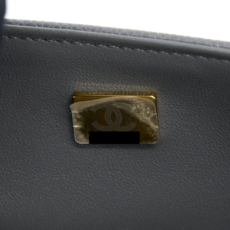 Chanel 22A Boy Messenger Bag Caviar Grey GHW (Microchip)
