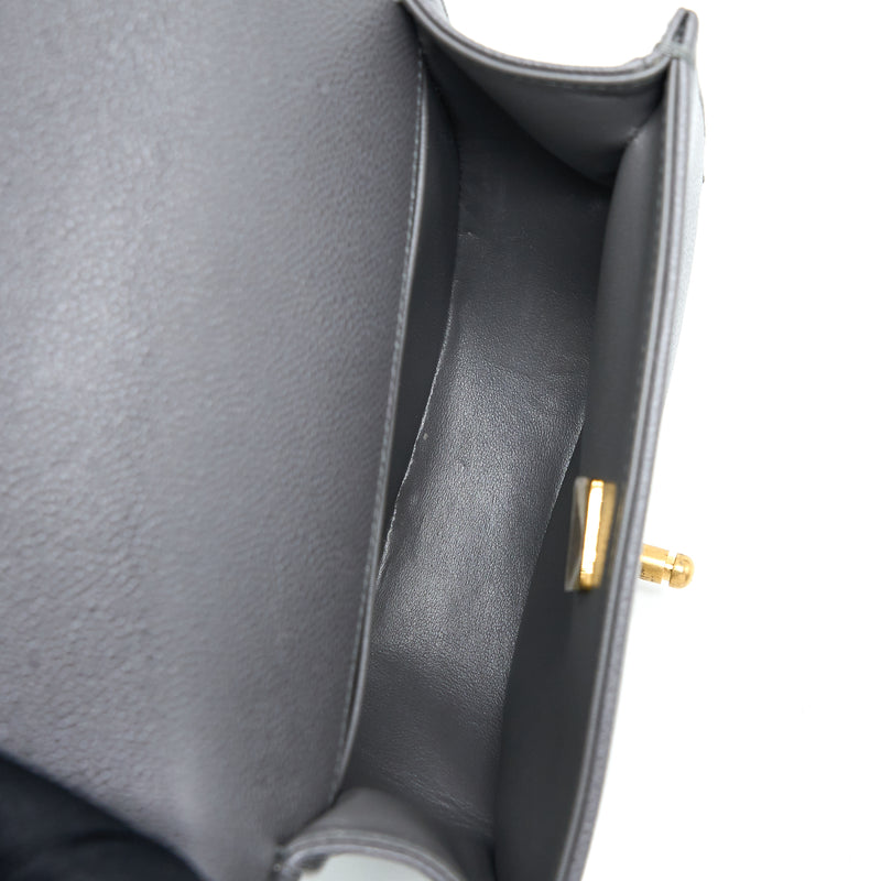 Chanel 22A Boy Messenger Bag Caviar Grey GHW (Microchip)