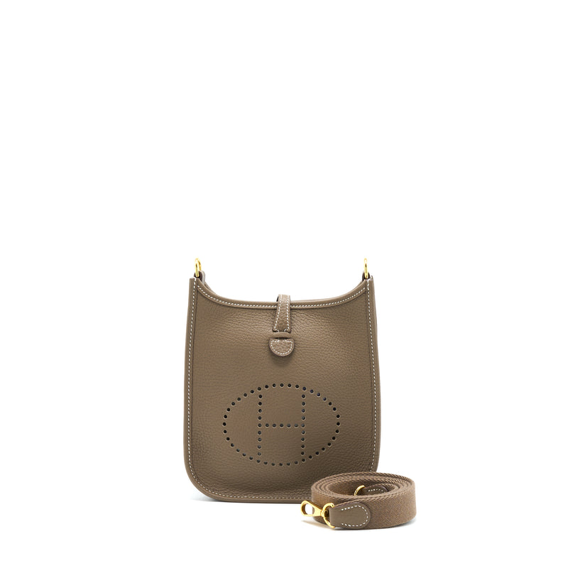 Hermes Mini Evelyne Clemence Etoupe GHW Stamp Z