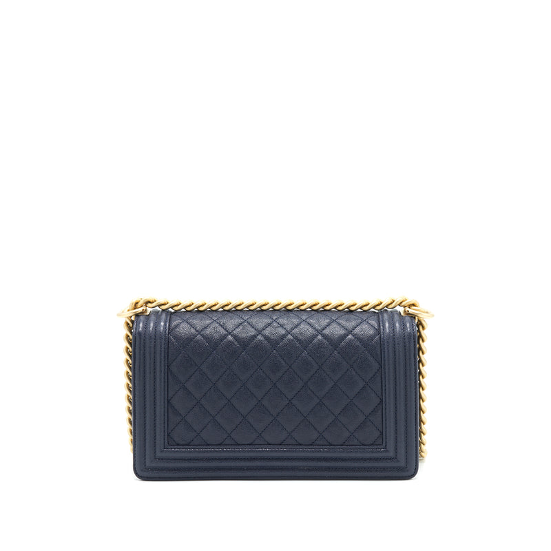 Chanel Medium Boy Grained Navy Calfskin Brushed GHW