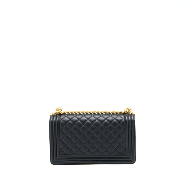 Chanel Medium Boy Bag Lambskin Black Brushed GHW (Microchip)