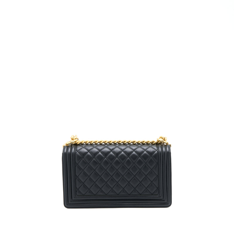 Chanel Medium Boy Bag Lambskin Black Brushed GHW (Microchip)