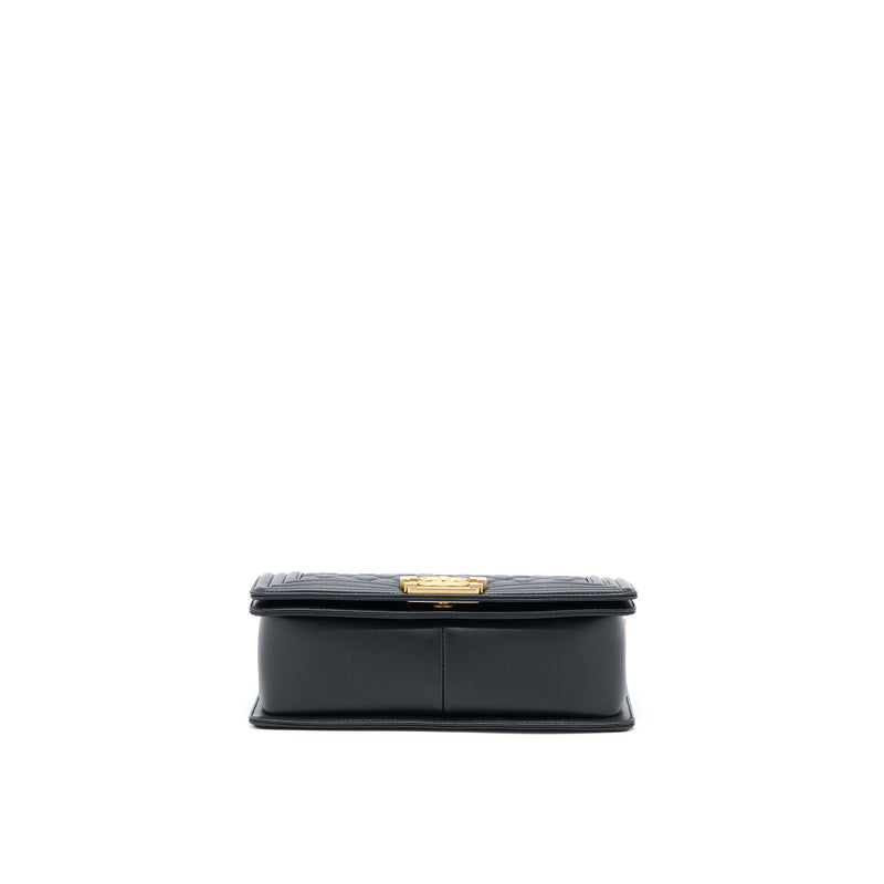Chanel Medium Boy Bag Lambskin Black Brushed GHW (Microchip)