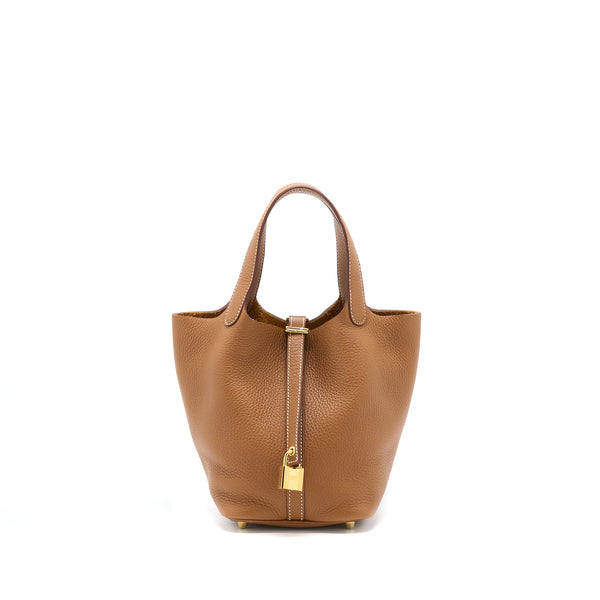 Hermes Picotin 18 Lock Bag Clemence Gold GHW Stamp Z