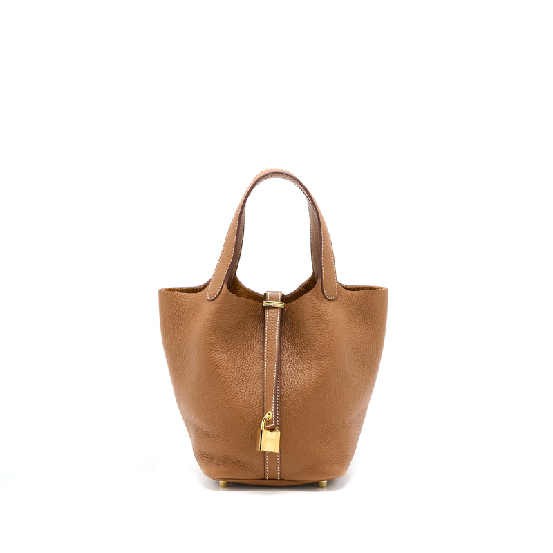 Hermes Picotin 18 Lock Bag Clemence Gold GHW Stamp Z