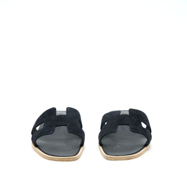 Hermes Size 35 Oran Sandals Veau Velours Black
