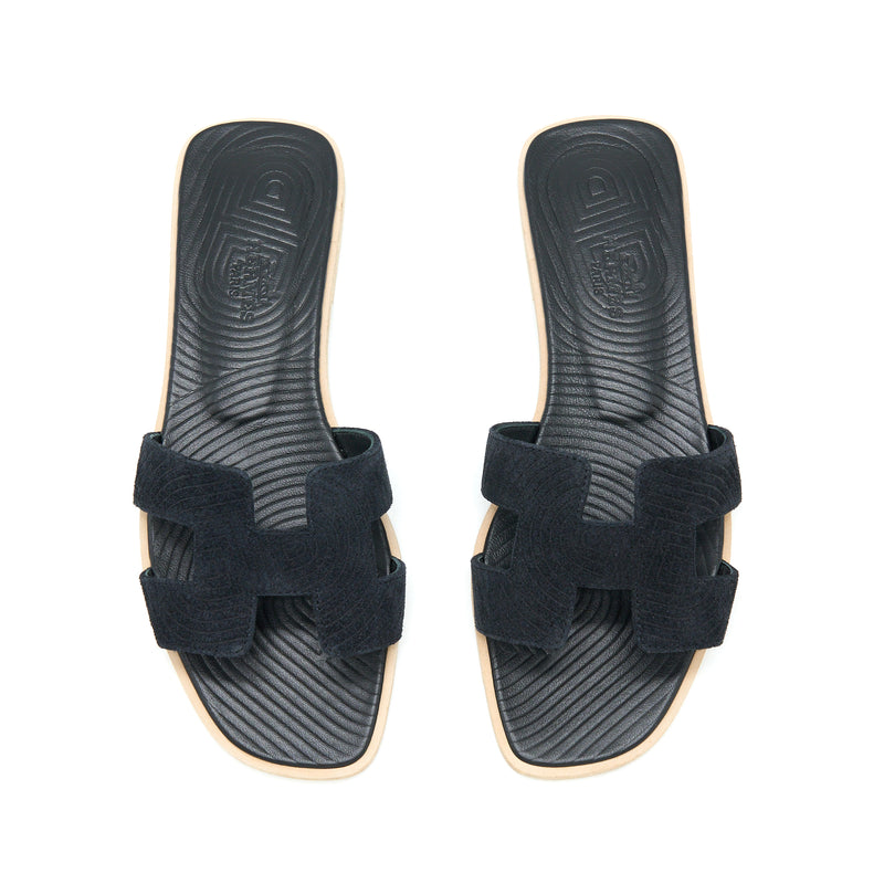 Hermes Size 35 Oran Sandals Veau Velours Black