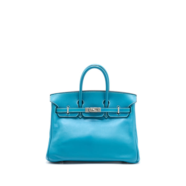 Hermes Birkin 25 Swift Blue Jeans SHW Stamp Square K
