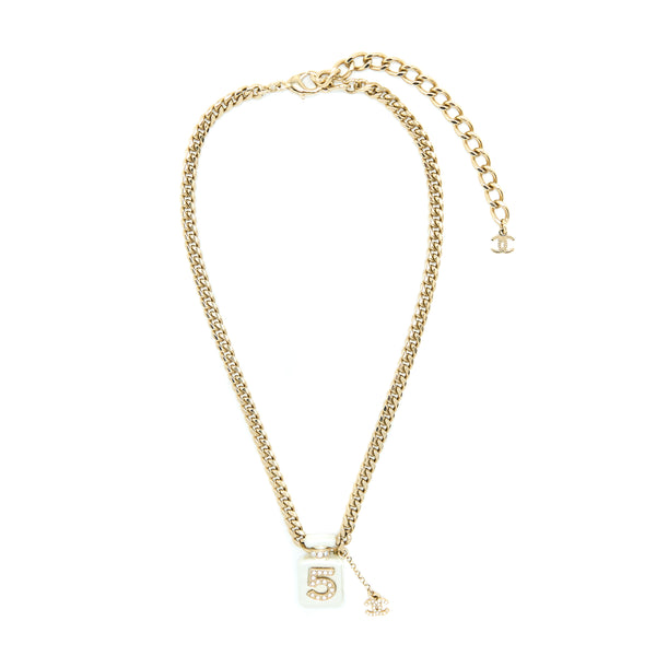 Chanel 23C Heart Gold Necklace with Crystals