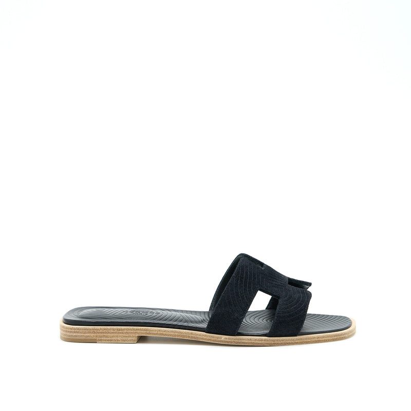 Hermes Size 35 Oran Sandals Veau Velours Black