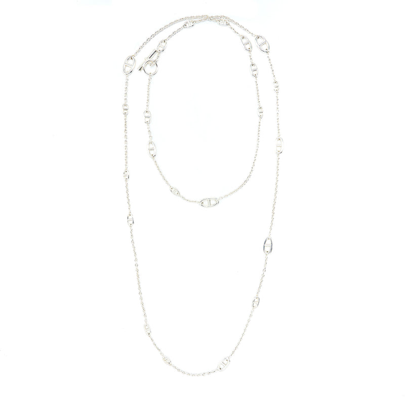 Hermes 160cm Farandole Long Necklace Silver Tone