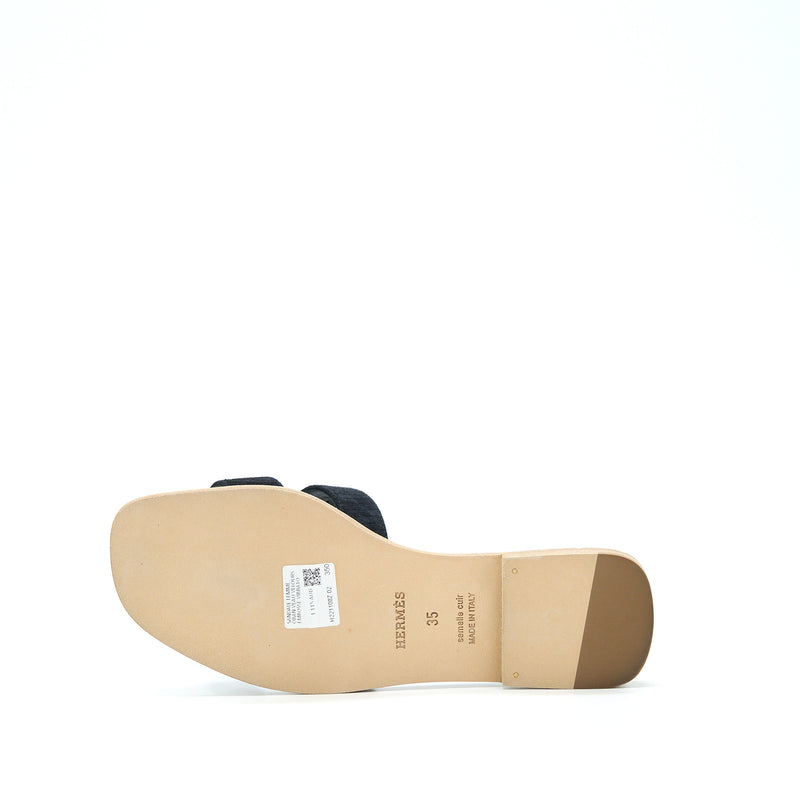 Hermes Size 35 Oran Sandals Veau Velours Black