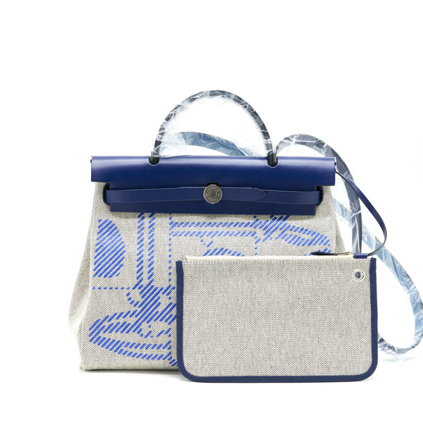 Hermes Herbag Zip 31 Retourne Bag Blue De France/ Ecru Stamp Z
