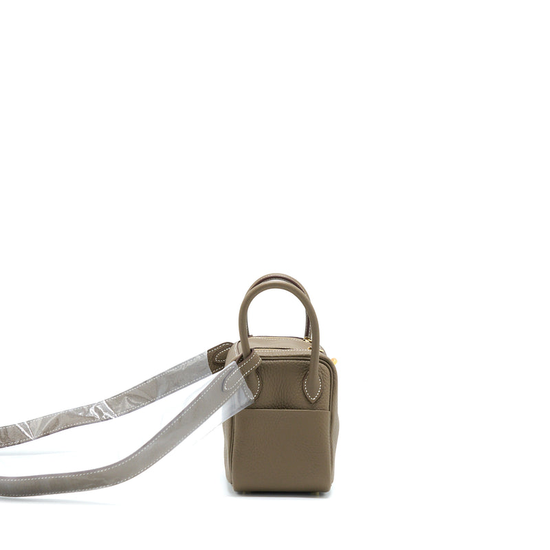 Hermes Mini Lindy Clemence Etoupe GHW Stamp Z