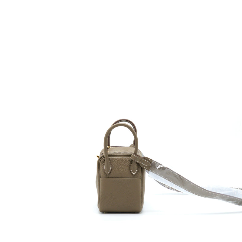 Hermes Lindy bag mini Etoupe grey Clemence leather Gold hardware