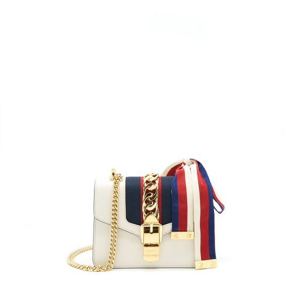 Gucci Mini Sylvie Crossbody Chain Bag White