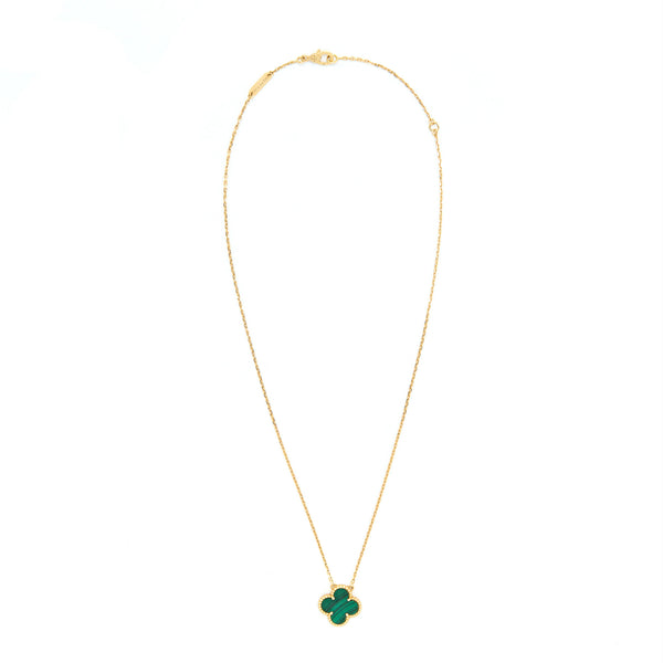 Van Cleef & Arpels Vintage Alhambra Pendant 18k Yellow Gold Malachite