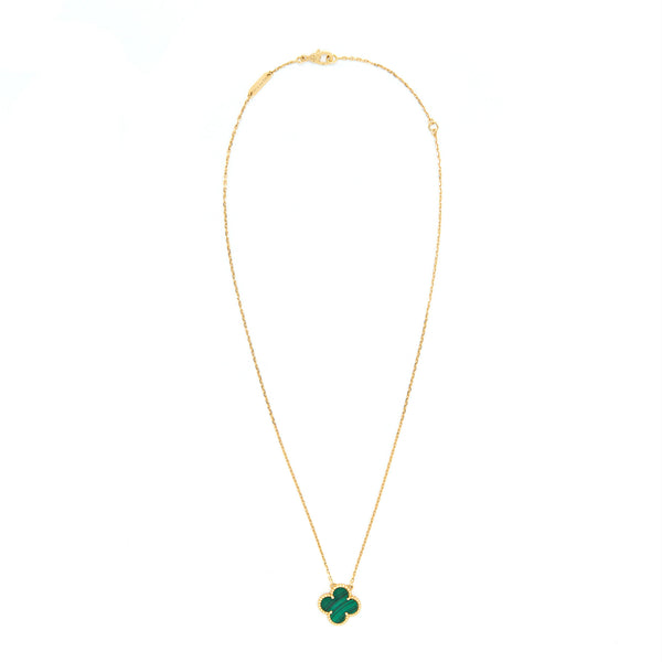 Van Cleef & Arpels Vintage Alhambra Pendant 18k Yellow Gold Malachite