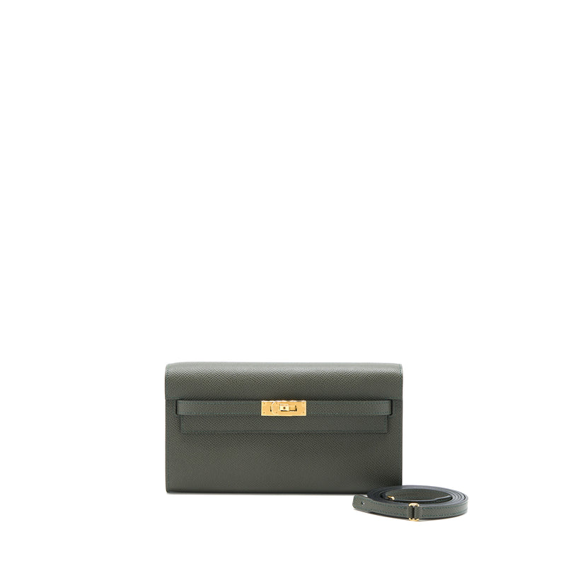 Hermes Classic Kelly To Go Epsom C6 Vert De Gris GHW Stamp U