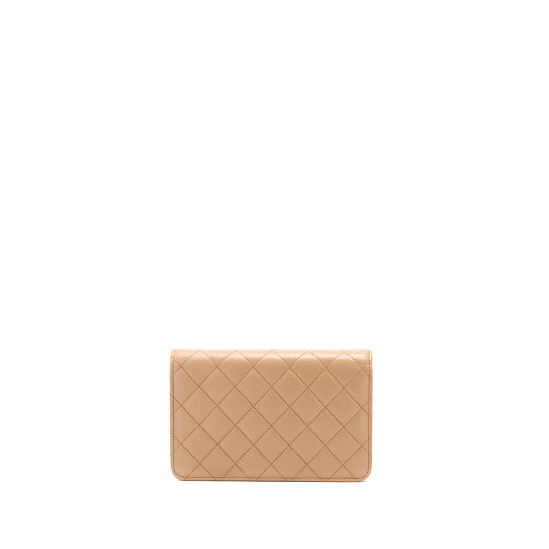 Chanel 22K Wallet On Chain Caviar Dark Beige LGHW (Microchip)