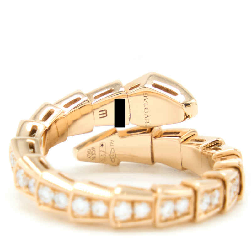 Bvlgari Size M Serpenti Viper Ring Rose Gold With Diamonds