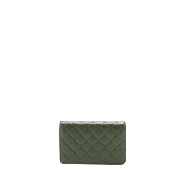 Chanel 22K Wallet On Chain Caviar Dark Green LGHW (Microchip)