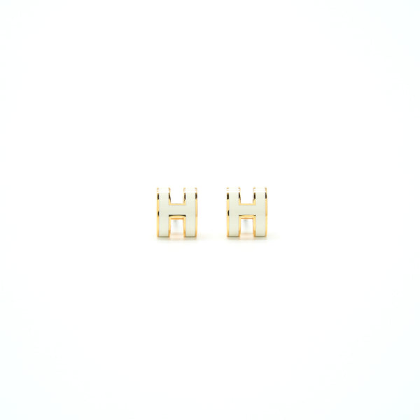 Hermes Mini Pop H Earrings Blanc GHW