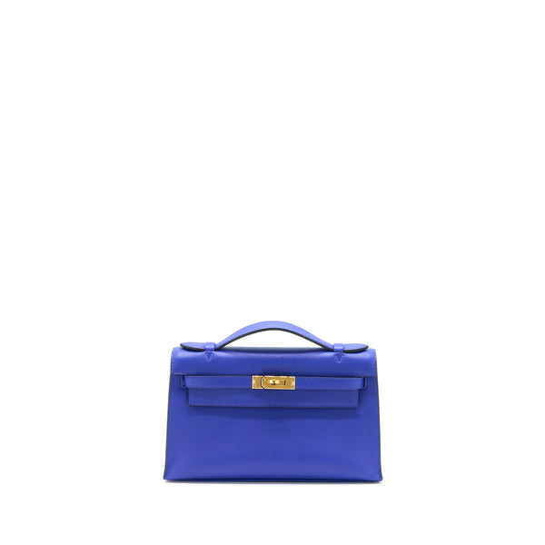 Hermes Kelly Pochette Swift Blue Electric GHW Stamp A