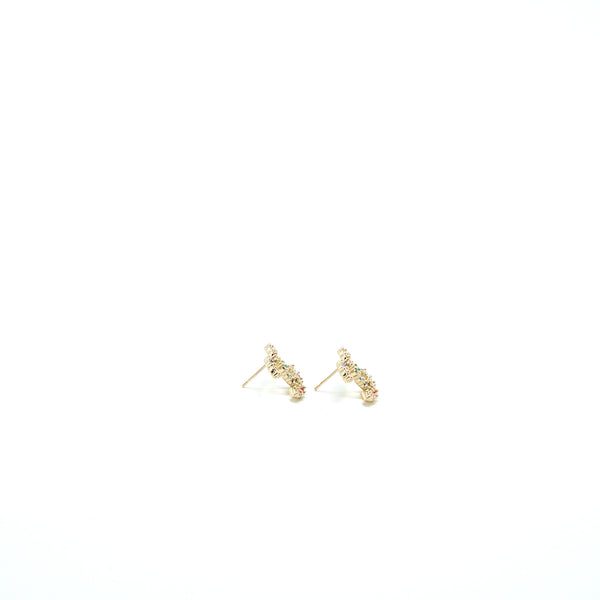 Chanel CC Logo Crystal Rainbow Earrings