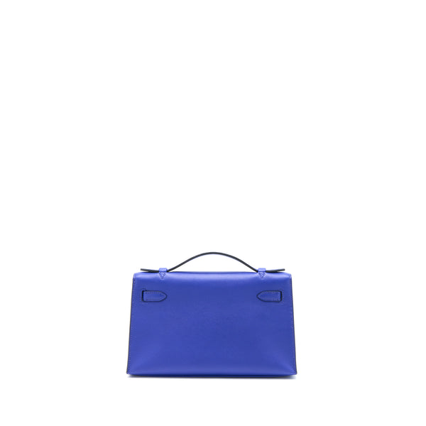 Hermes Kelly Pochette Swift Blue Electric GHW Stamp A