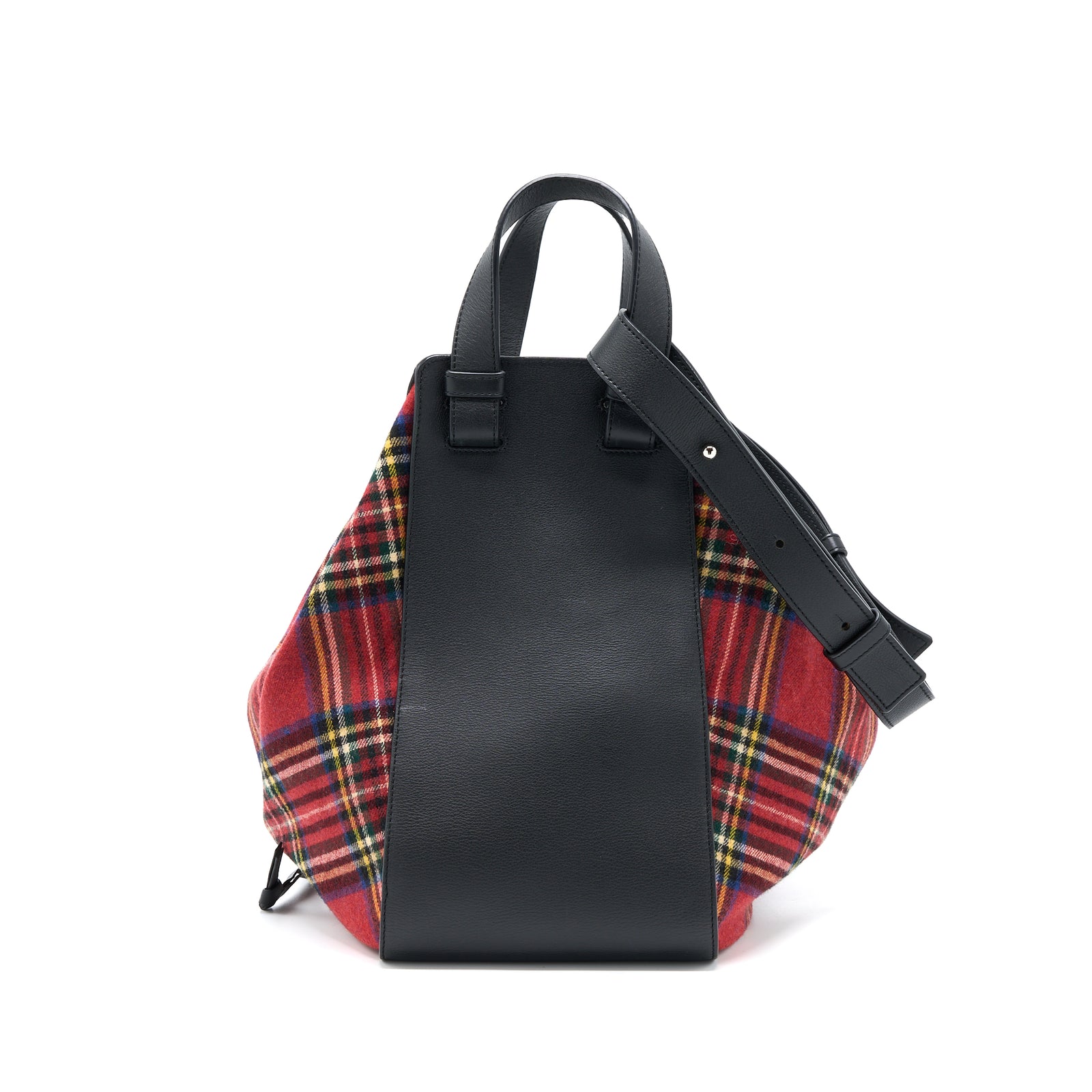 Loewe Hammock Tartan Bag Black Red Tartan Calf Textile SHW