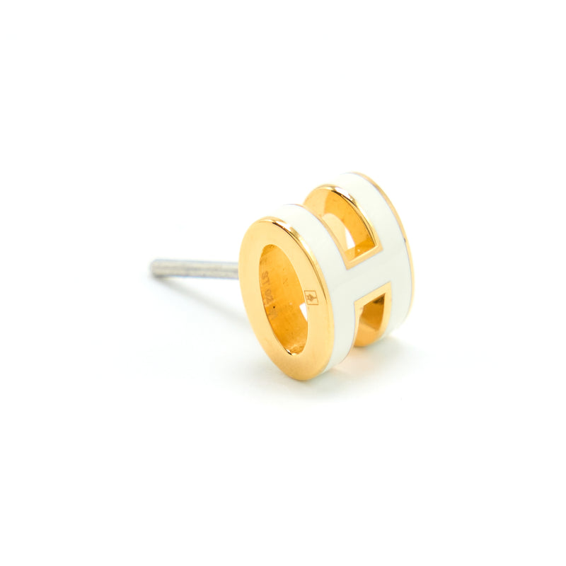 Hermes Mini Pop H Earrings Blanc GHW