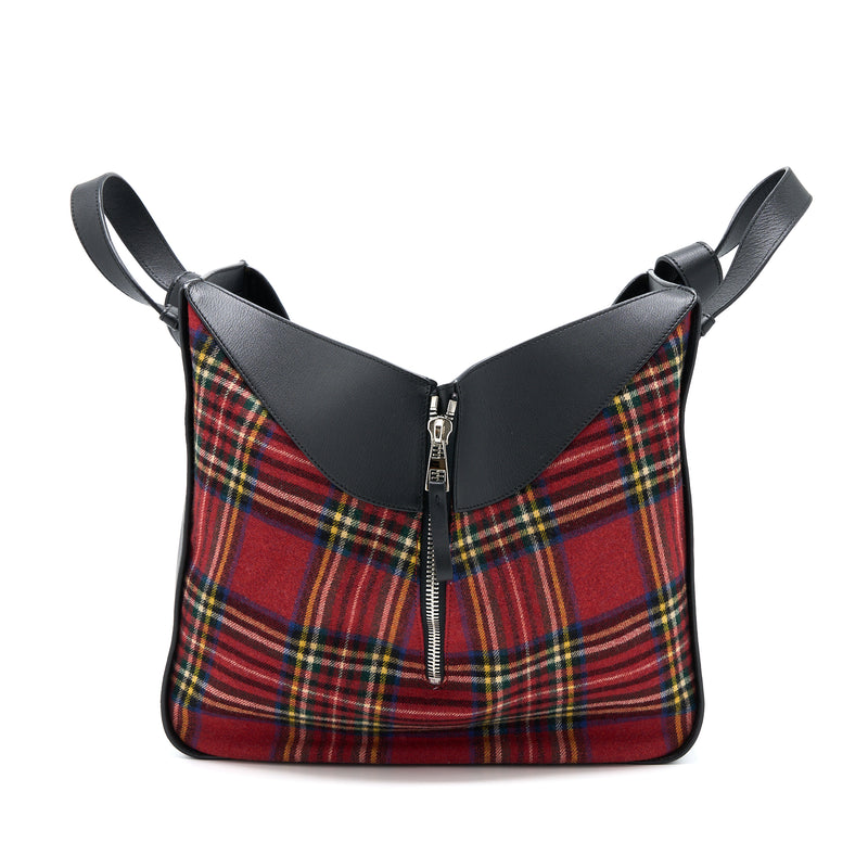 Loewe Hammock Tartan Bag Black/Red Tartan Calf/Textile SHW