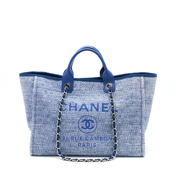 Chanel Deauville Tote Tweed Light Blue SHW