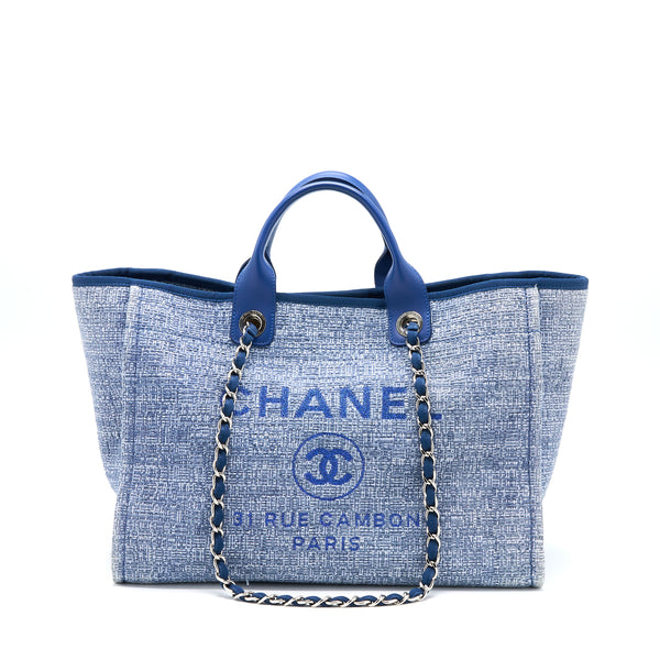 Authentic Chanel Blue Tweed Maxi Deauville Shopping Tote – Paris