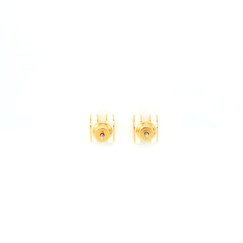 Hermes Mini Pop H Earrings Blanc GHW