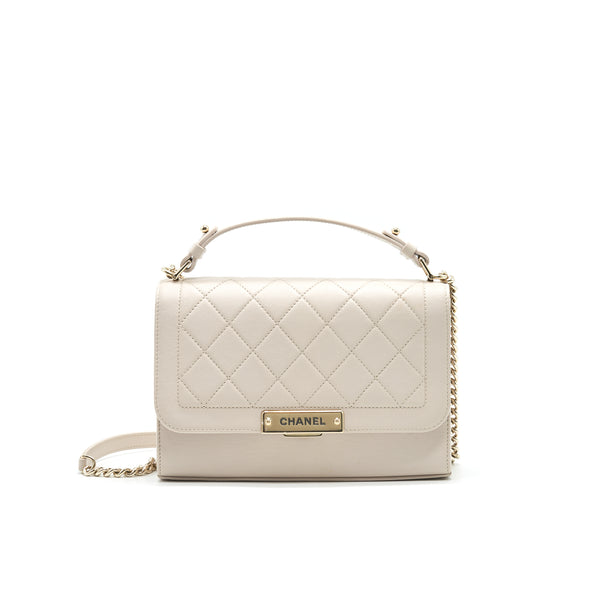 Chanel Calfskin Quilted Flap Bag Beigh LGHW