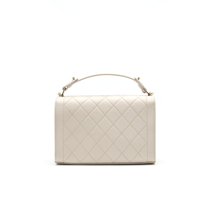Chanel Calfskin Quilted Flap Bag Beigh LGHW